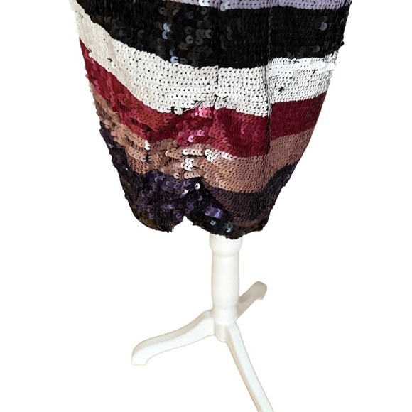 Parker Sequin Mini Dress Striped Sleeveless Party Cocktail Clubwear - Picture 3 of 10